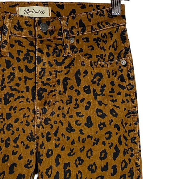 Madewell Stovepipe Leopard Print Jeans High Rise Straight Leg 24 Brown Black - Picture 7 of 16